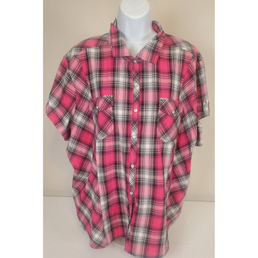 Harley Davidson Women's Pink 3W Plaid Snap Button Embroidered Shirt